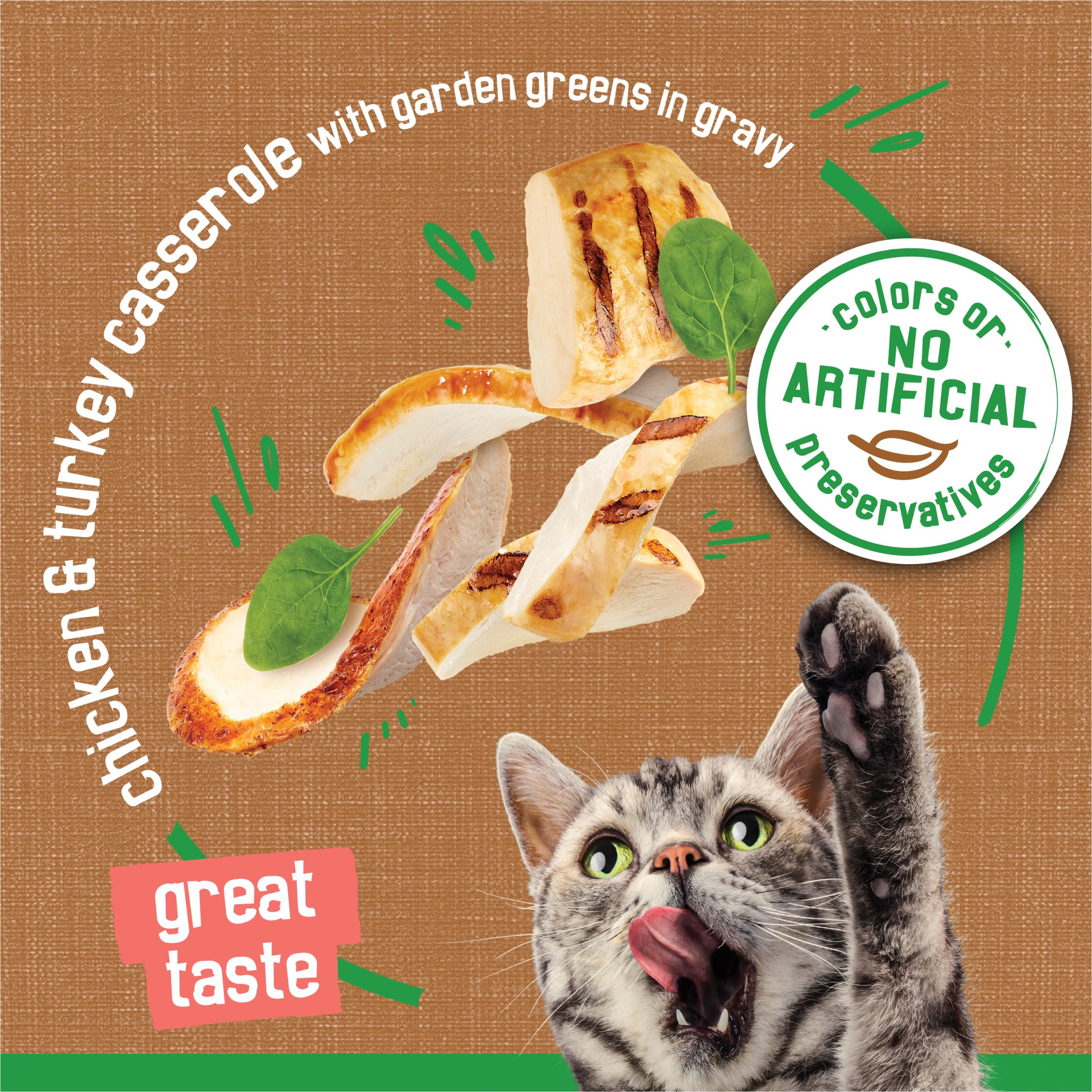 Purina Friskies Indoor Cat Food Chunky Chicken and Turkey Casserole With Garden Greens in Gravy 24/5.5 Oz - (Pack of 24) 5.5 Oz. Cans - Image 4