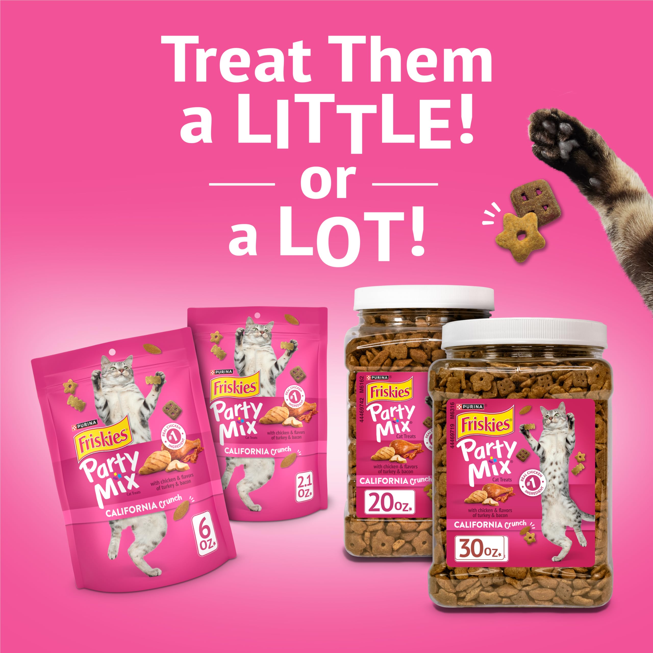 Purina Friskies Party Mix California Crunch with Chicken and Flavors of Turkey and Bacon Cat Treats - 30 oz Canister - Image 10