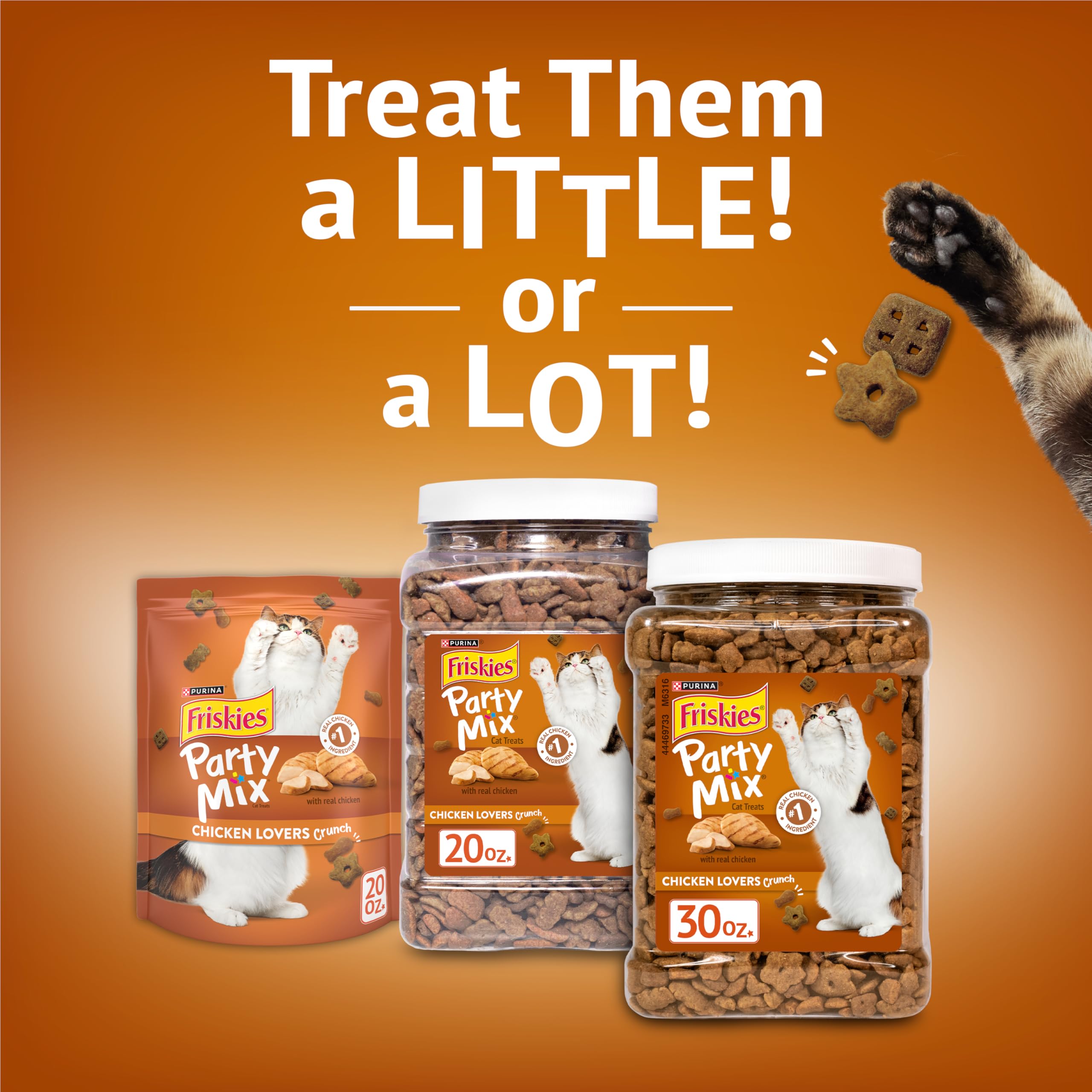 Purina Friskies Party Mix Chicken Lovers Crunch with Real Chicken Cat Treats - 30 oz Canister - Image 10