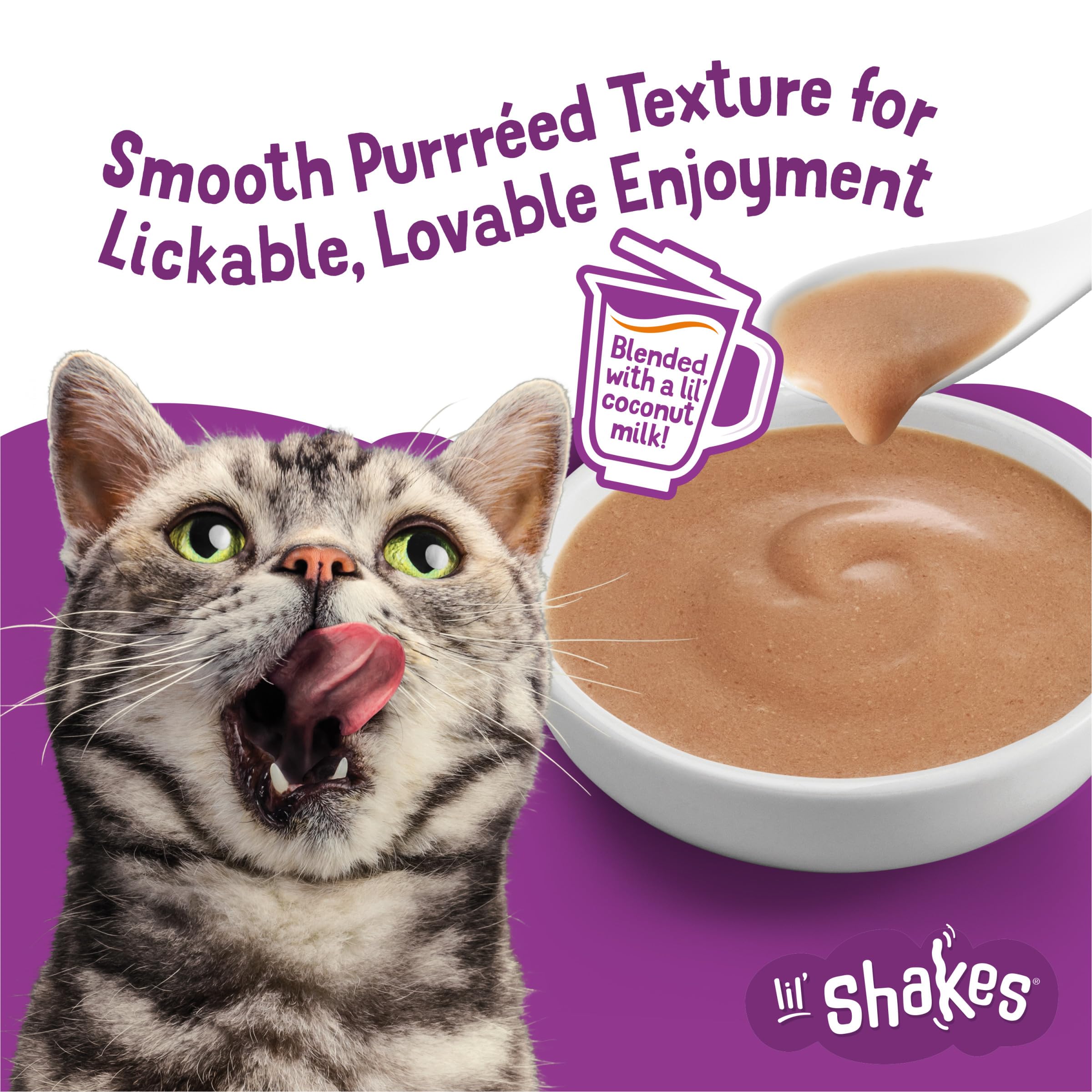 Purina Friskies Pureed Cat Food Topper, Lil’ Shakes With Enticing Chicken Lickable Cat Treats - (Pack of 16) 1.55 oz. Pouches - Image 4