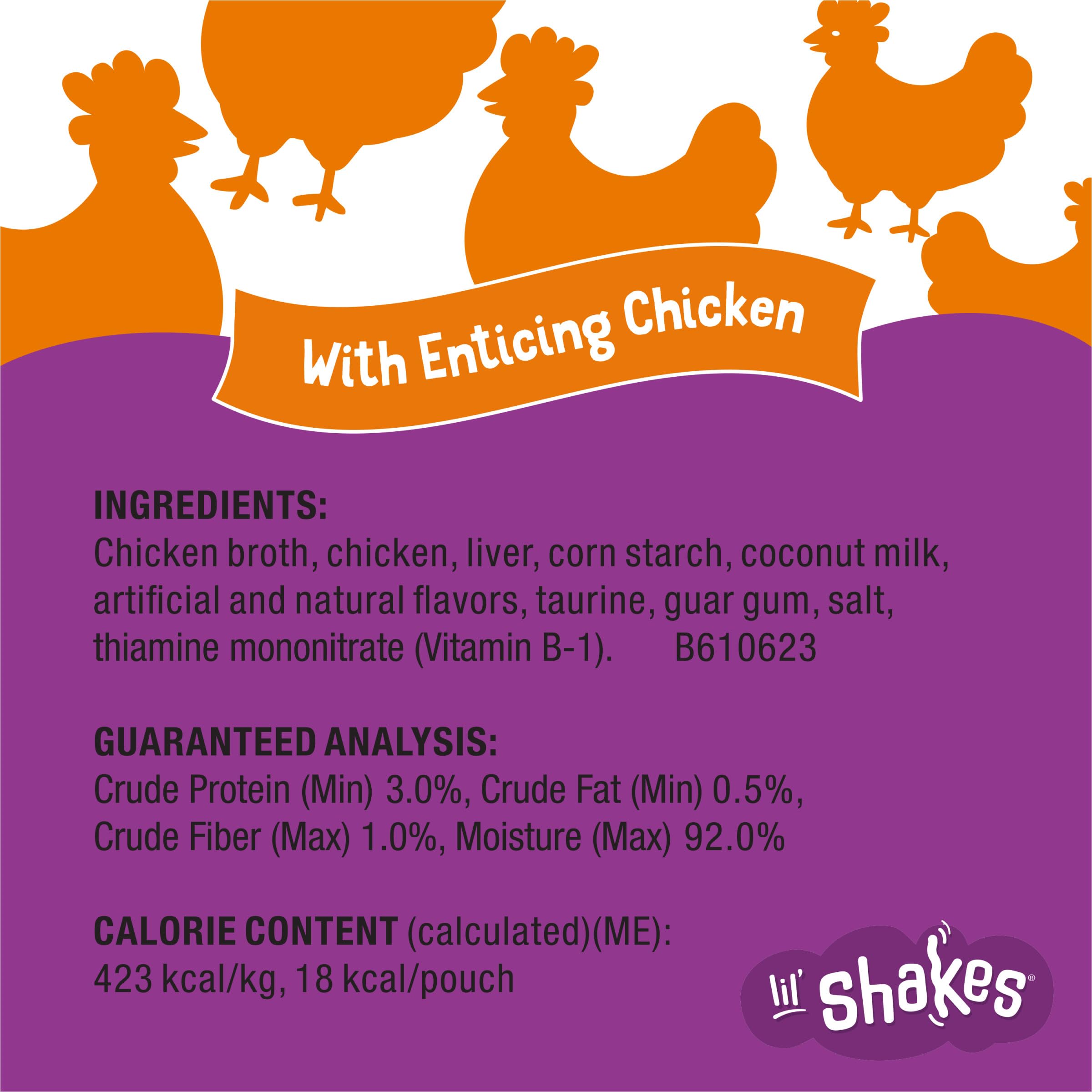 Purina Friskies Pureed Cat Food Topper, Lil’ Shakes With Enticing Chicken Lickable Cat Treats - (Pack of 16) 1.55 oz. Pouches - Image 6