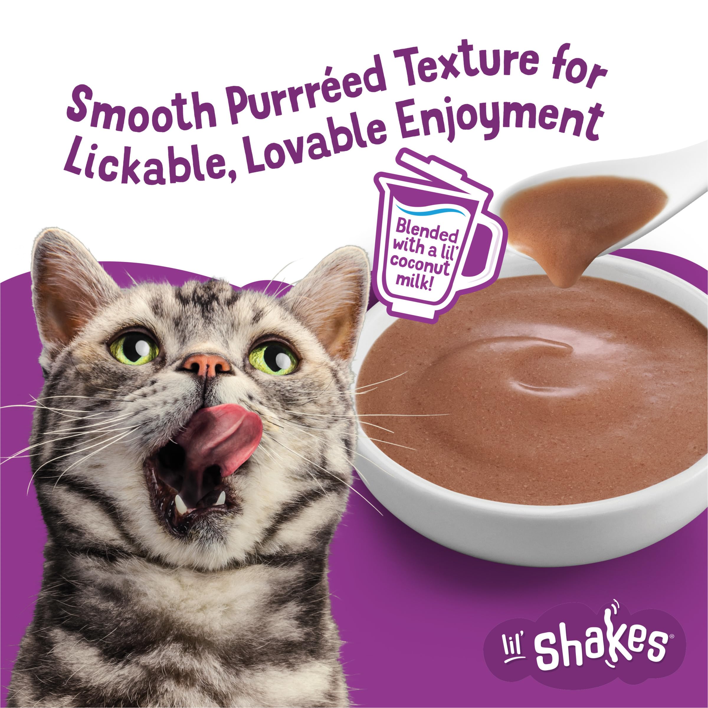 Purina Friskies Pureed Cat Food Topper, Lil’ Shakes With Tantalizing Tuna Lickable Cat Treats - (Pack of 16) 1.55 oz. Pouches - Image 4