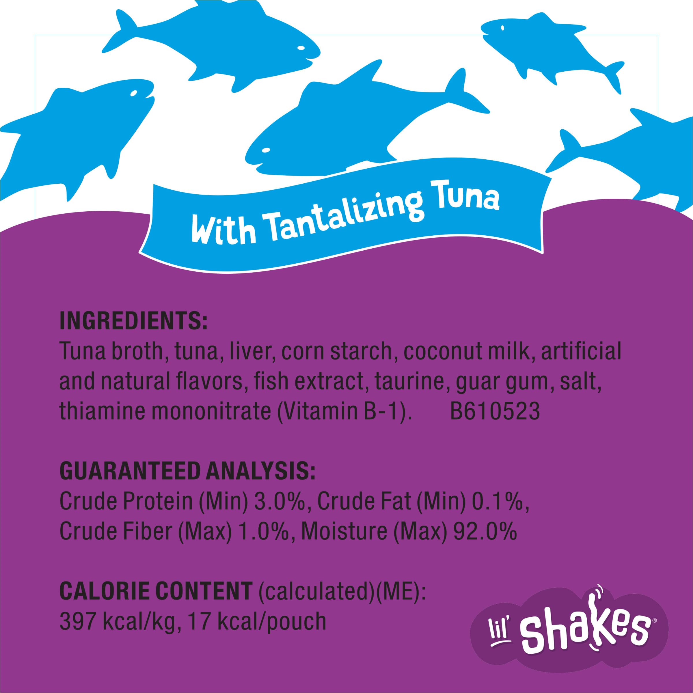 Purina Friskies Pureed Cat Food Topper, Lil’ Shakes With Tantalizing Tuna Lickable Cat Treats - (Pack of 16) 1.55 oz. Pouches - Image 6