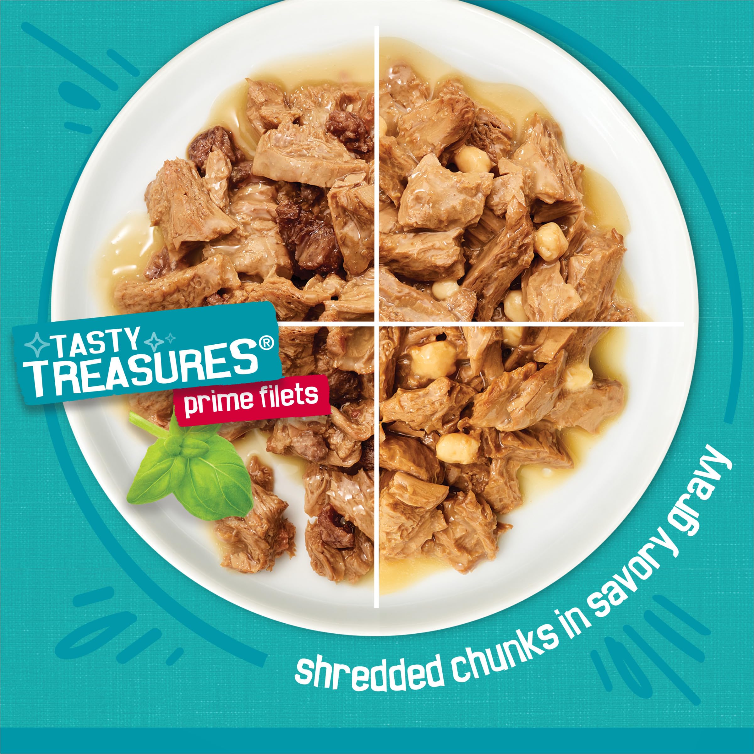 Purina Friskies Wet Cat Food Variety Pack, Tasty Treasures Prime Filets (With Chicken and Tuna, With Chicken, and With Ocean Fish and Tuna, and With Turkey) - (Pack of 24) 5.5 oz. Cans - Image 3
